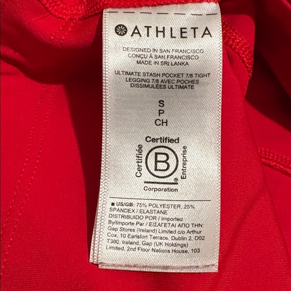 Athleta Bold Red Ultimate stash pocket 7/8 Leggings - Picture 5 of 5